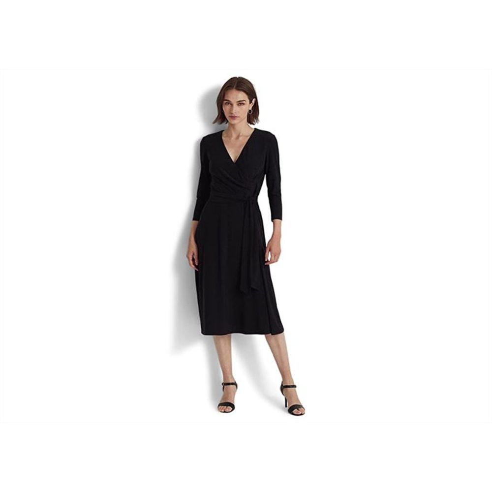 Ralph Lauren Women's Jersey Matte Midi Dress Black Size 8